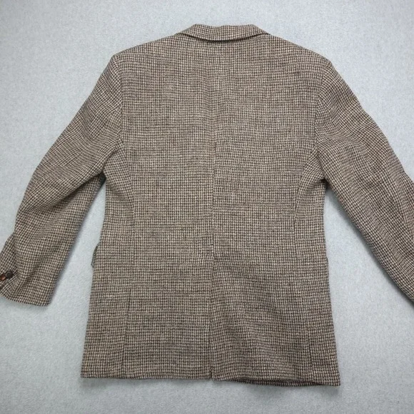 VTG Harris Tweed Wool Blazer Men's 41R Brown Plaid‎Sport Coat Handwoven Jacket